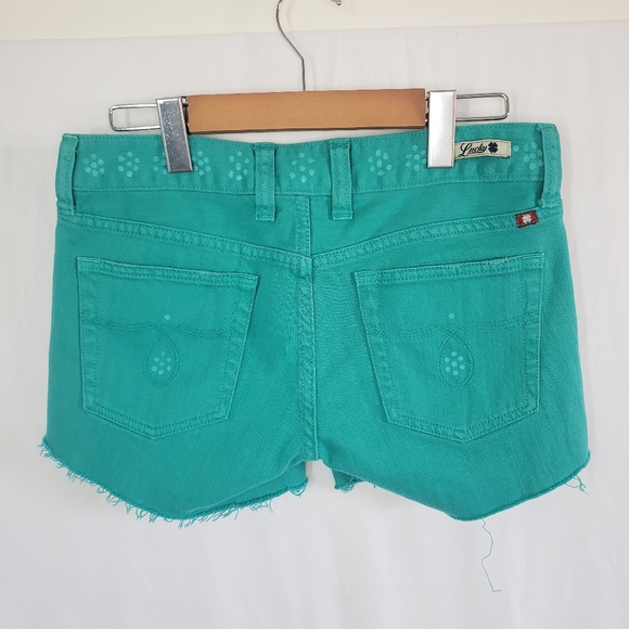 Lucky Brand stamped cut off jean shorts teal? 4 - Picture 5 of 9